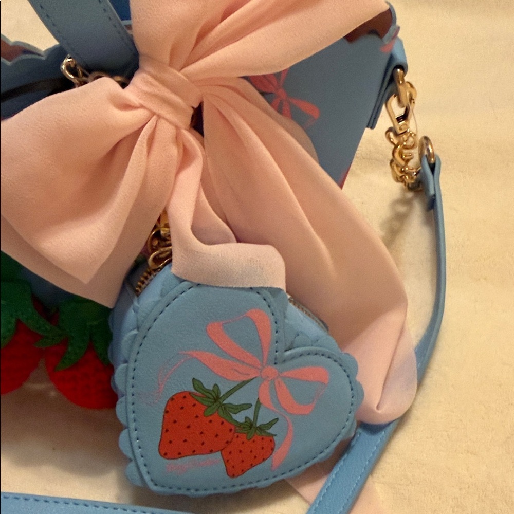 Blue Strawberry Embellished Women's Bag - Picture 2 of 10